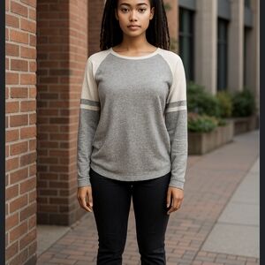 So Ultra Soft Grey & White Sweater